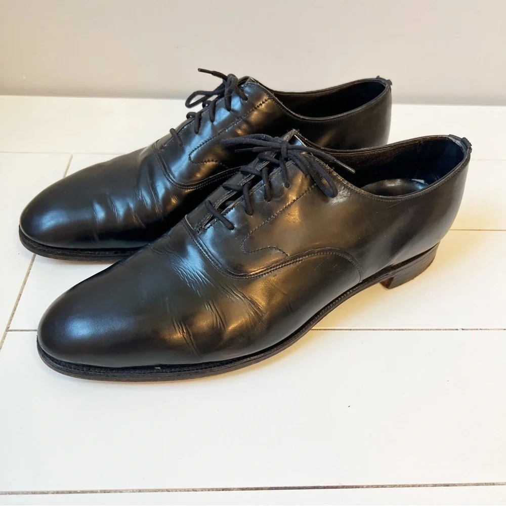 Brooks Brothers The Curzon Men’s Leather Oxford Dress Shoes Black Size 41